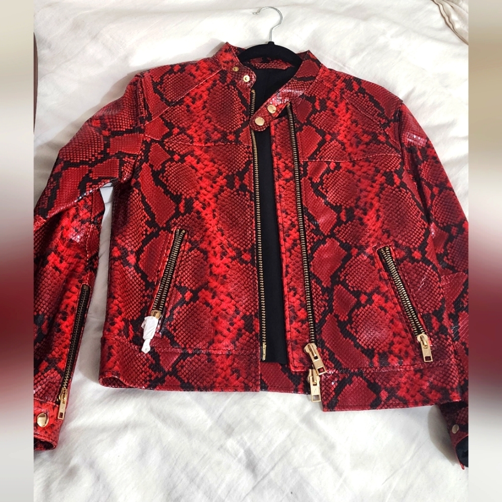 Genuine leather moto jacket